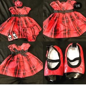 Holiday print infant dress